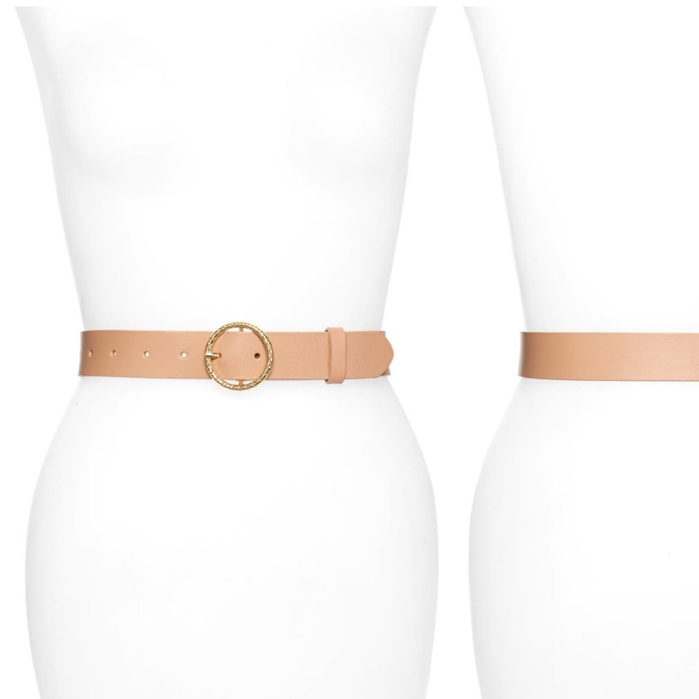 Camel Circle Buckle Leather Belt